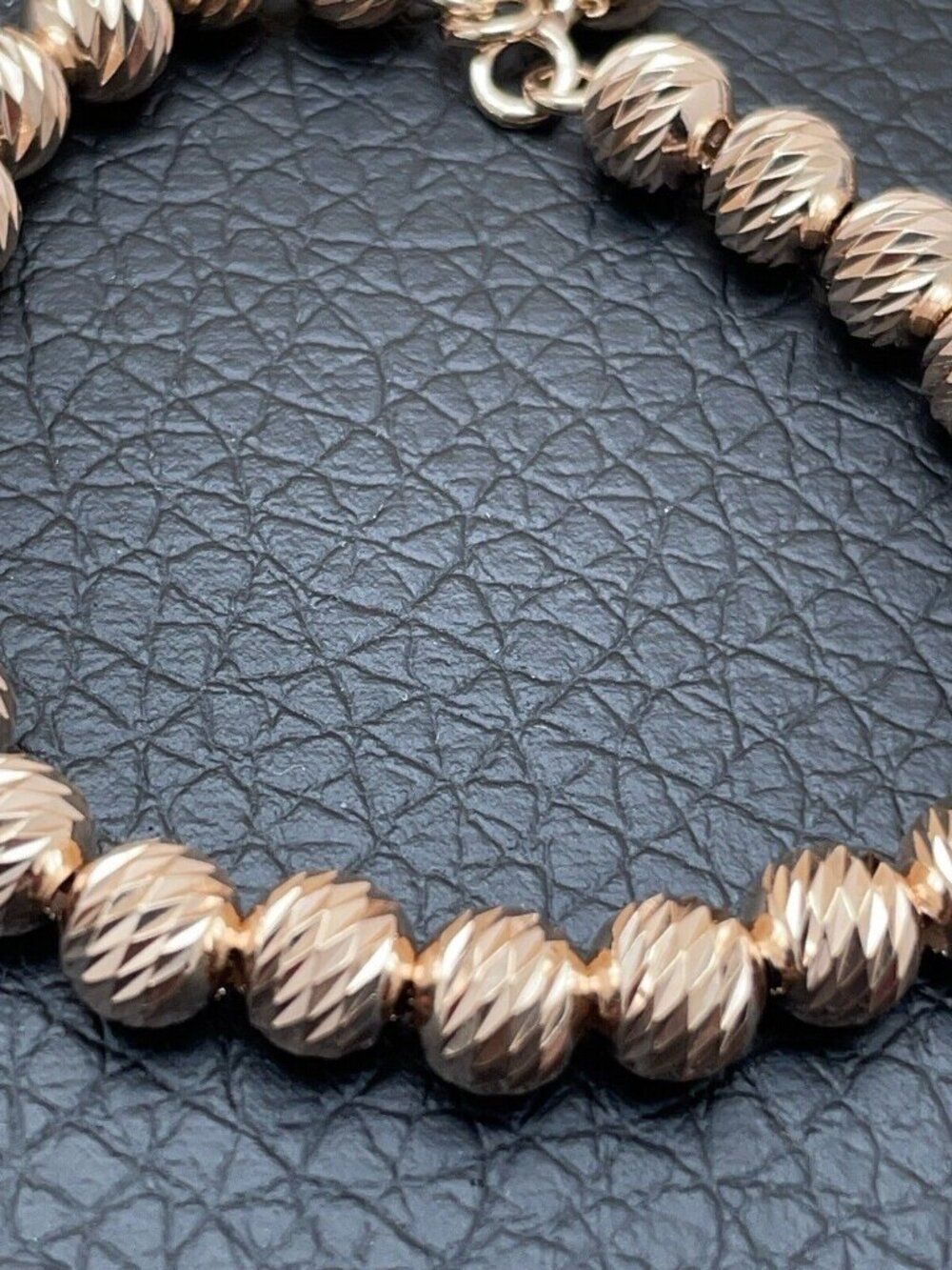 Italian Milor Bracelet Rose 18K Gold Clad Sterling Adjustable Diamond Cut Bead